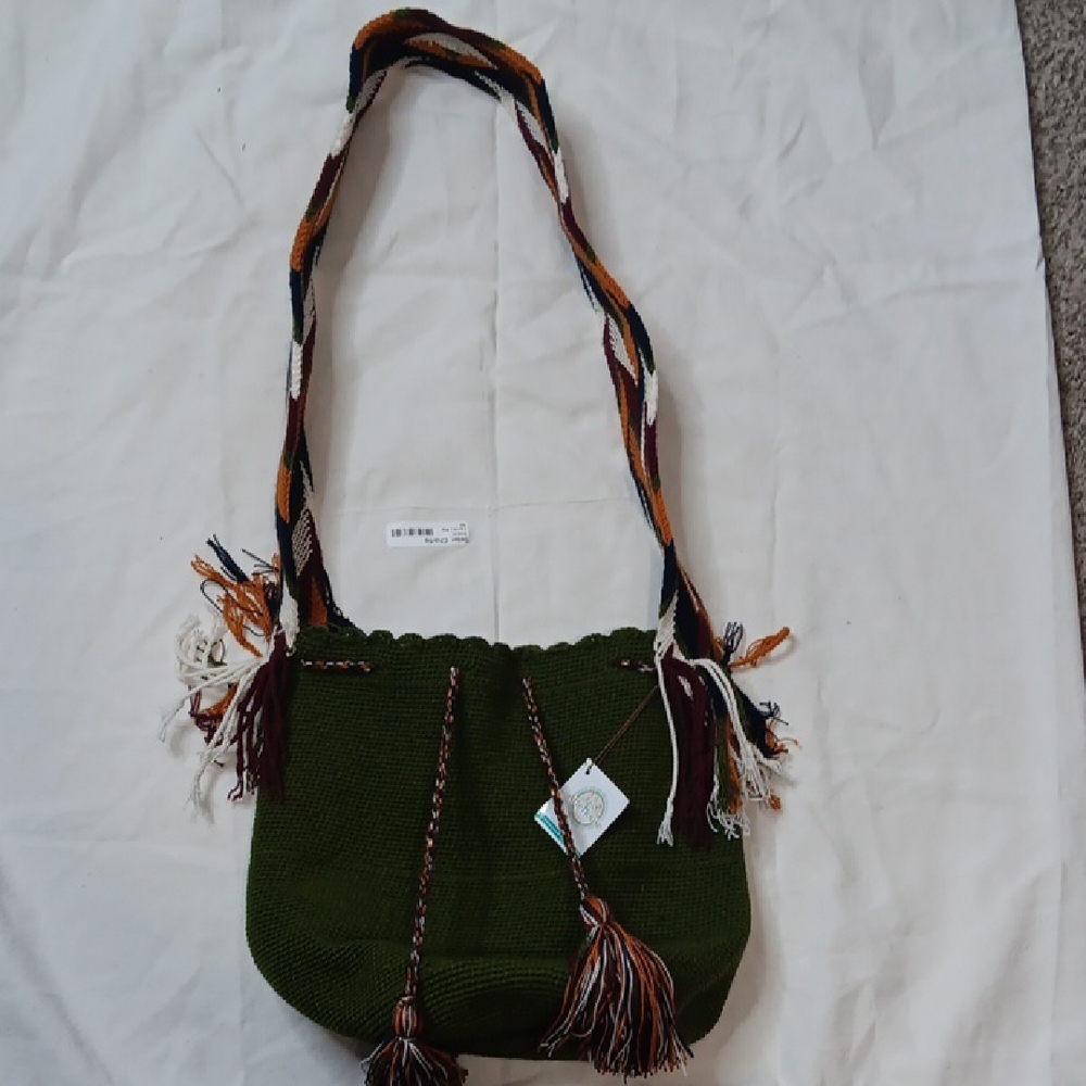 Handcrafted Green Shoulder Bag